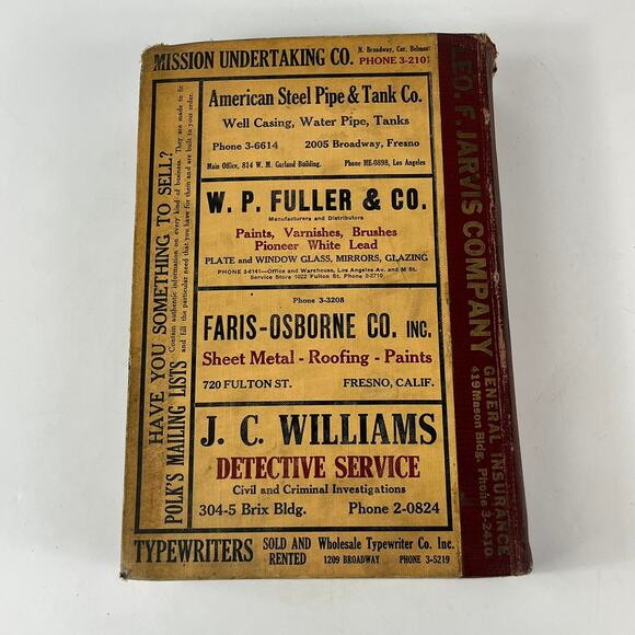 1927 CA Fresno City/County Directory Polk Classified Business Ancestry Genealogy - Picture 4 of 16